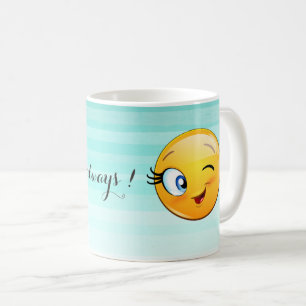 Taza De Café Cara de Emoji guiñando adorable - Sé feliz siempre