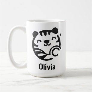 Taza De Café Cara de gatito minimalista redonda linda