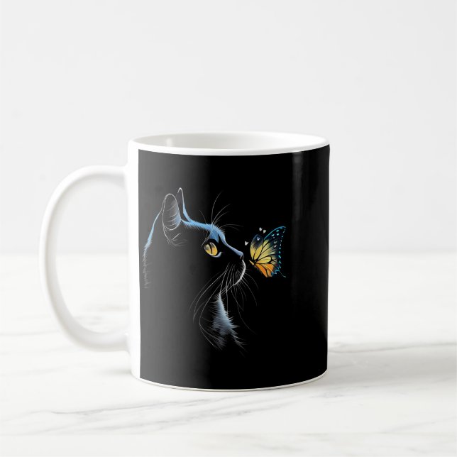 Taza De Café Cara de Gato - Con Mariposa (Izquierda)