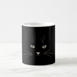 Taza De Café Cara de gato con ojos, nariz y whiskys