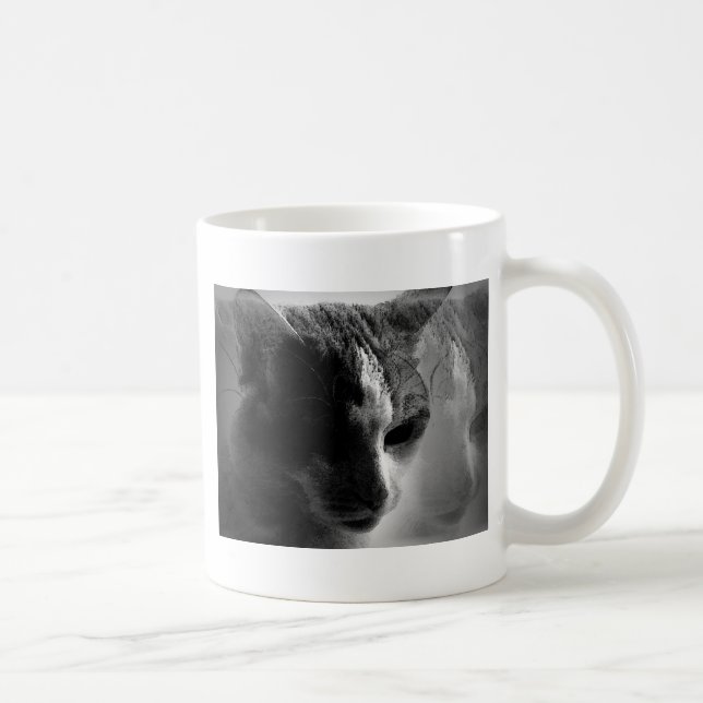 Taza De Café Cara de gato de BW (Derecha)