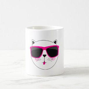 Taza De Café Cara de gato de Guay con gafas de sol rosadas lind