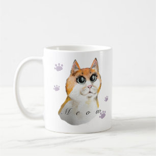 Taza De Café Cara de gato. Gato rojo.