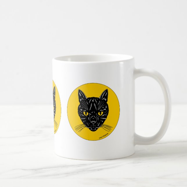 Taza De Café Cara de gato negro (Derecha)
