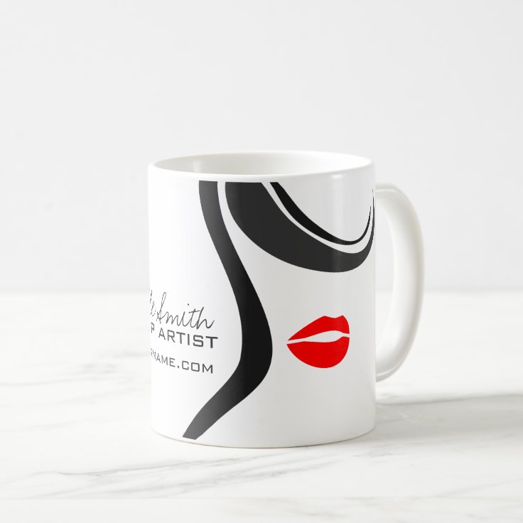 Taza De Café Cara de la mujer del icono del maquillaje en Taza De Café Cara de la mujer del icono del maquillaje en