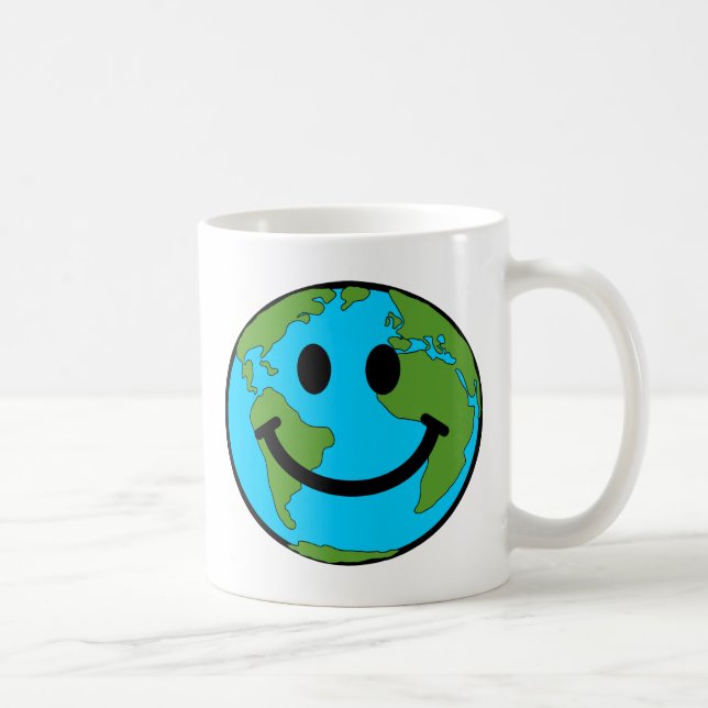 Taza De Café Cara de la Tierra feliz (Derecha)