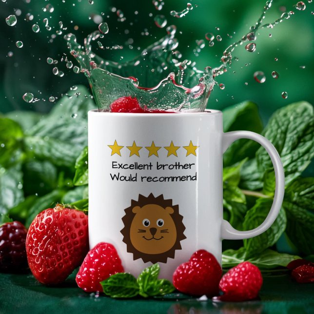 Taza De Café Cara de león de texto del hermano personalizado (Subido por el creador)