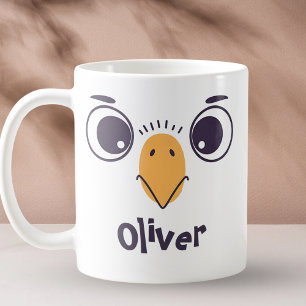 Taza De Café Cara de Pájaro Divertida con Ojos Grandes