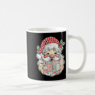 Taza De Café Cara de Papá Noel de Patchwork Navidades Alegres V