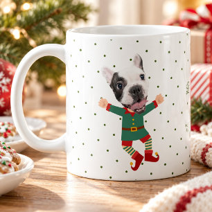 Taza De Café Cara de Perro de Foto Personalizada Divertido Elfo