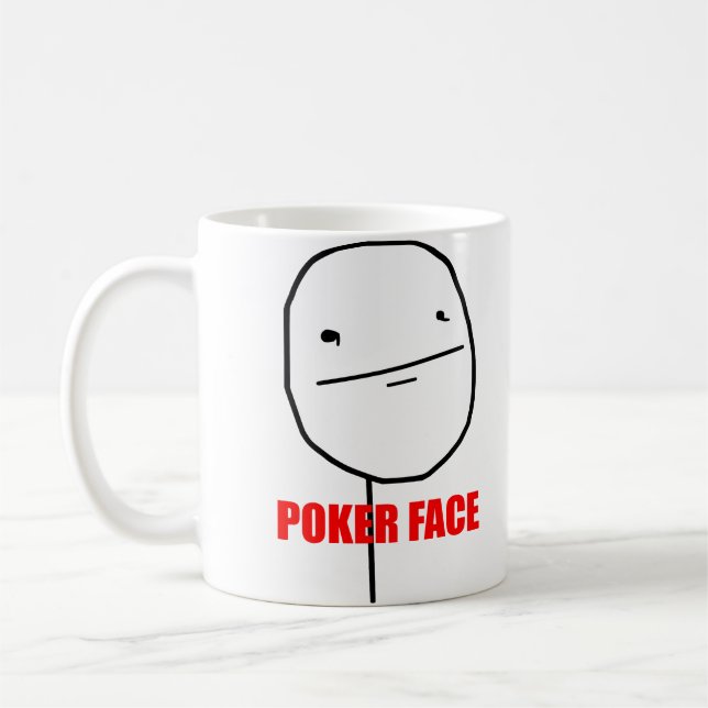 Taza De Café Cara de póker Meme (Izquierda)