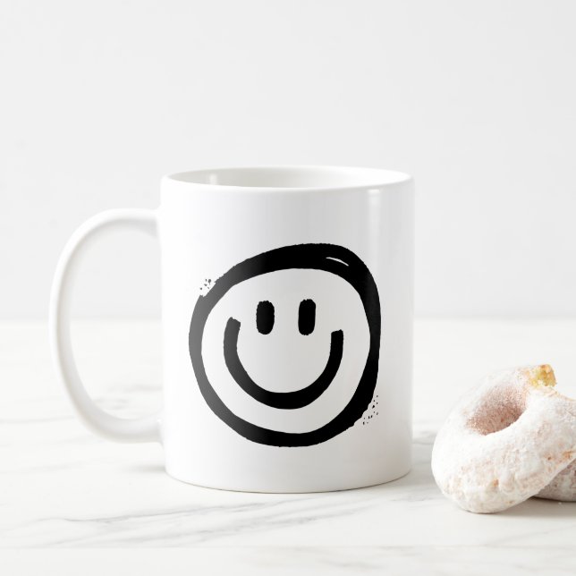 Taza De Café Cara de sonrisa negra suave (Con donut)