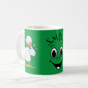 Taza De Café Cara de sonrisa suave con pato, niños verdes
