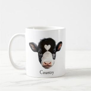 Taza De Café Cara de vaca negra y blanca de campo