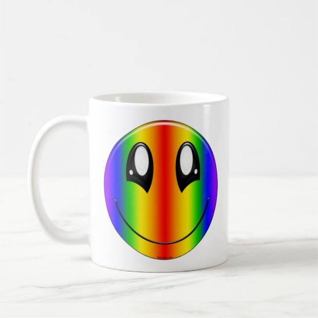 Taza De Café Cara feliz del arco iris (Izquierda)