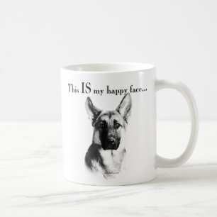 Taza De Café Cara feliz del perro de pastor alemán
