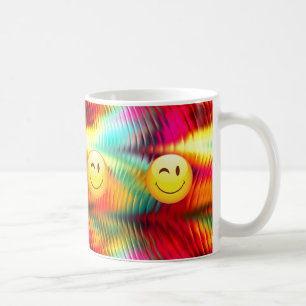 Taza De Café Cara Feliz Sonriente y Colores Brillantes