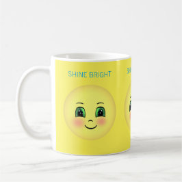 Taza De Café Cara feliz sonrojada linda en amarillo