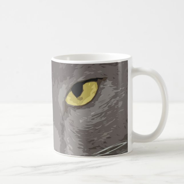 Taza De Café Cara gris artística del gato (Derecha)