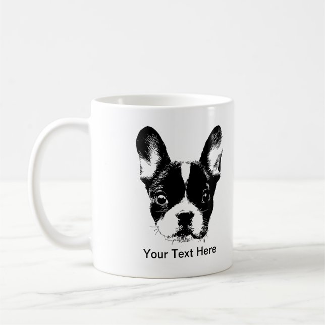 Taza De Café Cara linda del perro del bulldog francés (Izquierda)