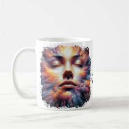 Taza De Café Cara mezclada con nubes coloridas