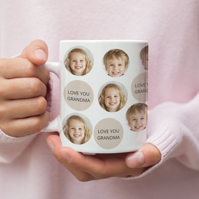 Taza De Café Cara personalizada de dos fotos | Te Amo Abuela (Subido por el creador)