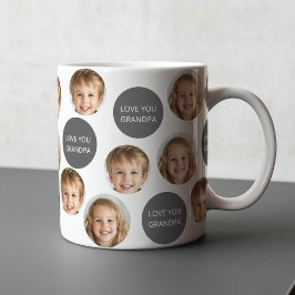 Taza De Café Cara personalizada de dos fotos | Te Amo Abuelo