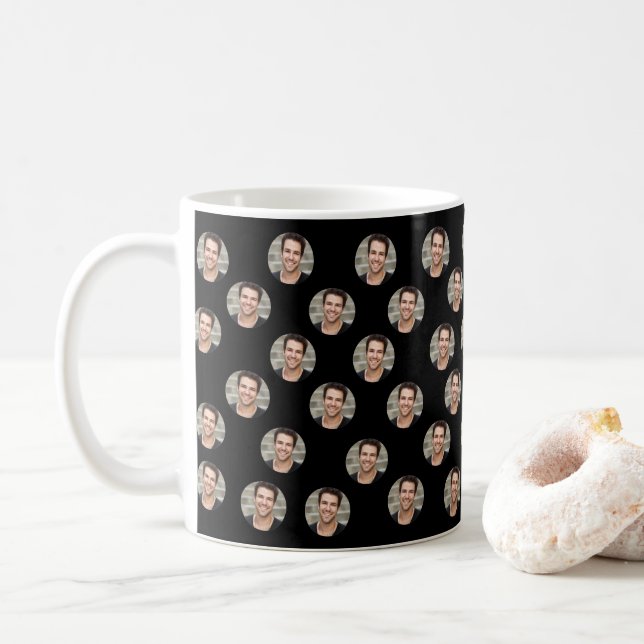 Taza De Café Cara personalizada divertida, Foto personalizada (Con donut)
