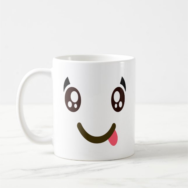 Taza De Café Cara Savoring emoji Savoring linda de la comida (Izquierda)