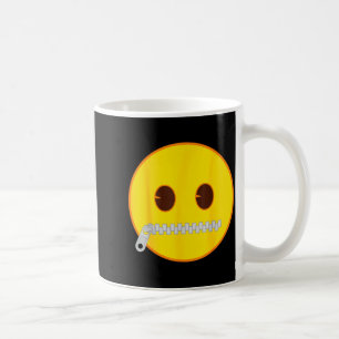 Taza De Café Cara sonriente amarilla con boca de cremallera Emo