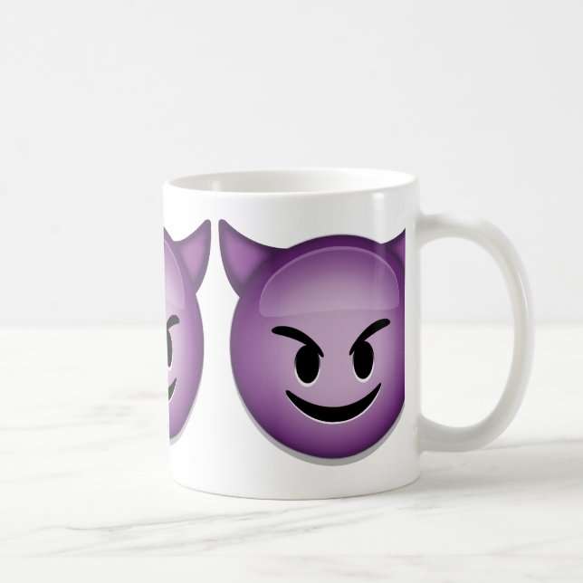 Taza De Café Cara sonriente con emoji de los cuernos (Derecha)
