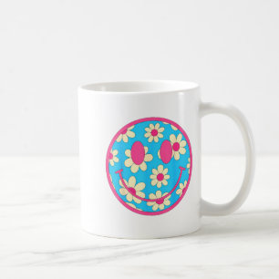 Taza De Café Cara Sonriente de Margarita Retro Feliz Estética P