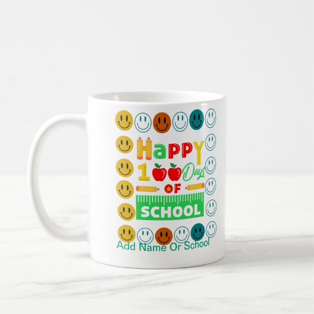 Taza De Café Cara sonriente linda de 100 días de escuela  (Izquierda)
