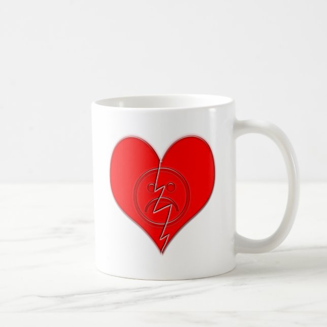 Taza De Café Cara triste del corazón quebrado (Derecha)