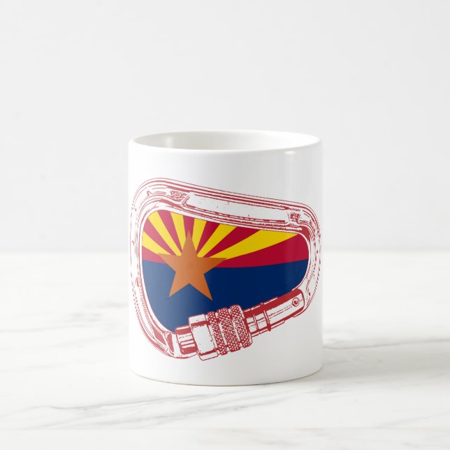 Taza De Café Carabiner de ascenso con bandera de Arizona (Centro)