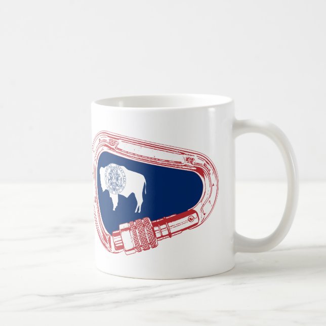 Taza De Café Carabiner de escalada de bandera Wyoming (Derecha)