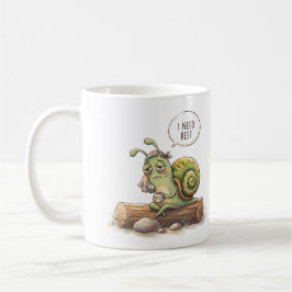 Taza De Café Caracol Cansado Divertido "Necesito Descanso" Ilus