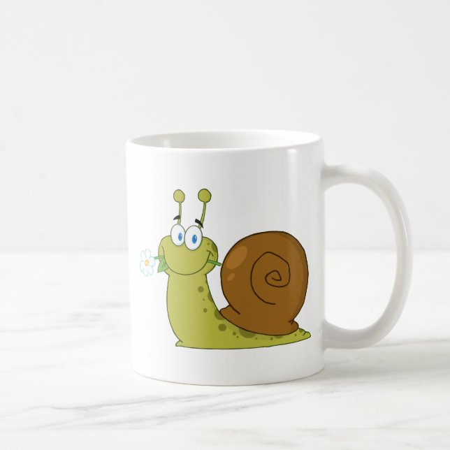 Taza De Café Caracol con una flor en su boca (Derecha)