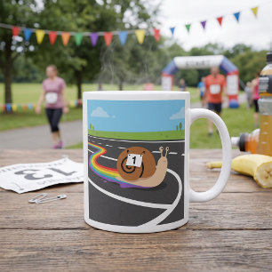 Taza De Café Caracol corredor de maratón Cute rastro de arcoíri