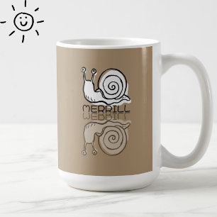 Taza De Café Caracol Marrón Mono Reflexión Doodle Nombre Person