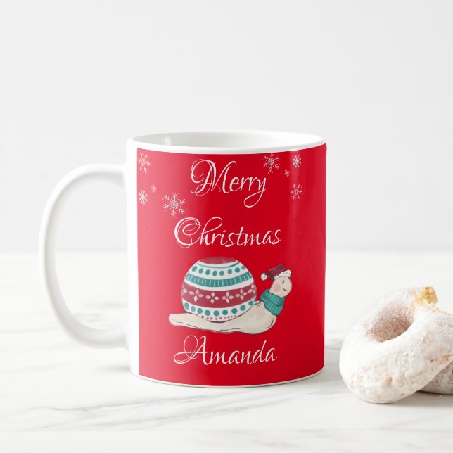 Taza De Café Caracol navidad (Con donut)