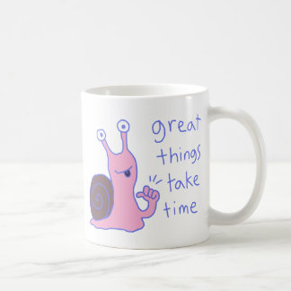 Taza De Café Caracol Rosa Las Grandes Cosas Llevan Tiempo Motiv