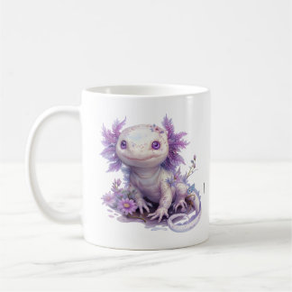 Taza De Café Carácter Axolotl Adorable con diseño de texto de v