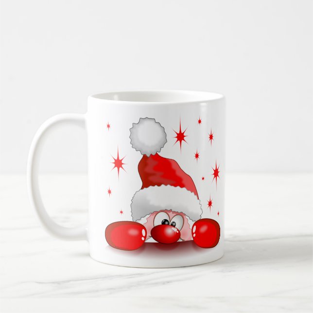Taza De Café Carácter de búsqueda de Santa Personalizado Cute © (Izquierda)