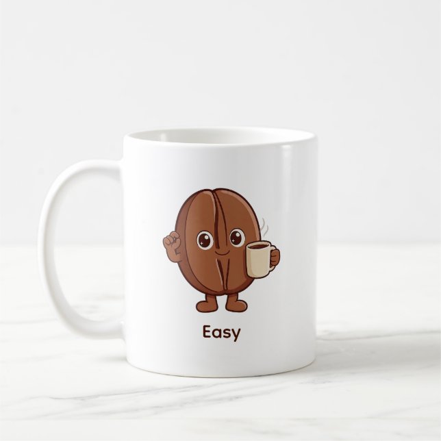 Taza De Café Carácter de grano de café tranquilamente confiado (Izquierda)