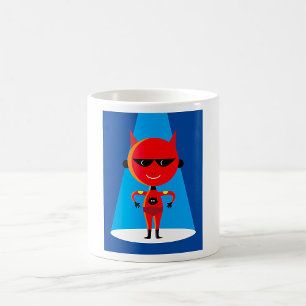 Taza De Café Carácter de superhéroe malvado negrita rojo y azul