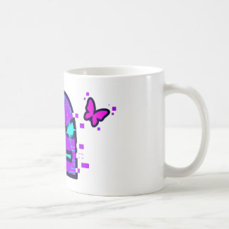 Taza De Café Carácter digital con mariposa ciberpunk neón