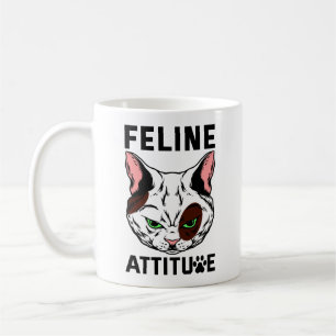 Taza De Café Carácter Mascota de color de gato de actitud felin