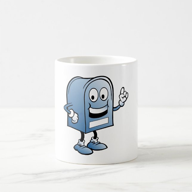 Taza De Café Carácter postal azul feliz de mascota de buzón (Subido por el creador)