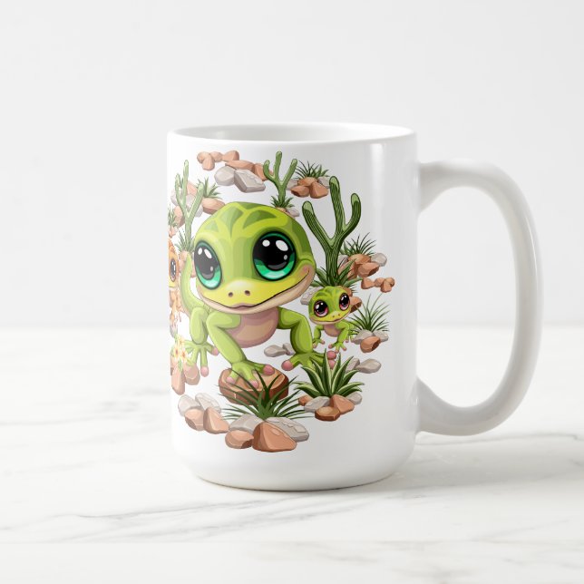 Taza De Café Caracteres de dibujos animados de Baby Geckos Cute (Derecha)